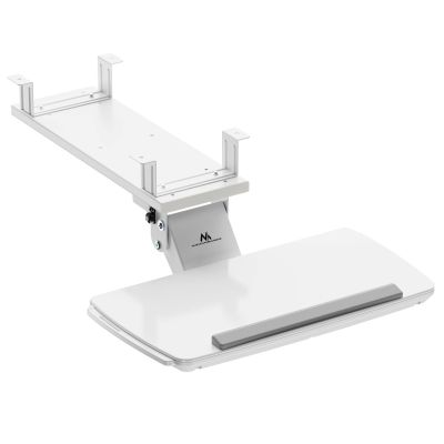 3. Maclean Tastaturhalterung für unter den Schreibtisch, verstellbar, max. 5 kg, Weiß, MC-156 W