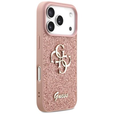4. Guess Fixed Glitter Big 4G Case für iPhone 17 Pro - Rosa