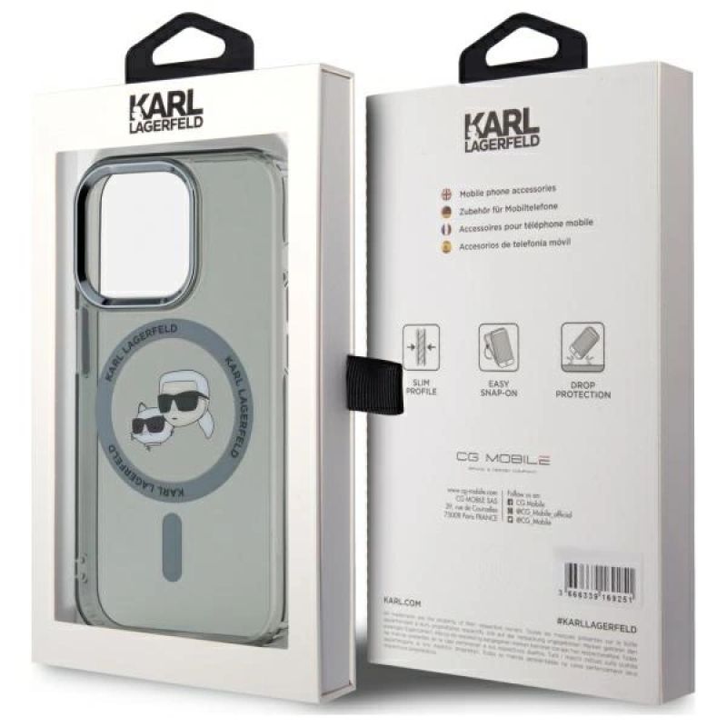 5. Karl Lagerfeld KLHMP15LHLSKCK iPhone 15 Pro 6,1" schwarz/schwarzes Hardcase IML Metal Karl&Choupette Head MagSafe