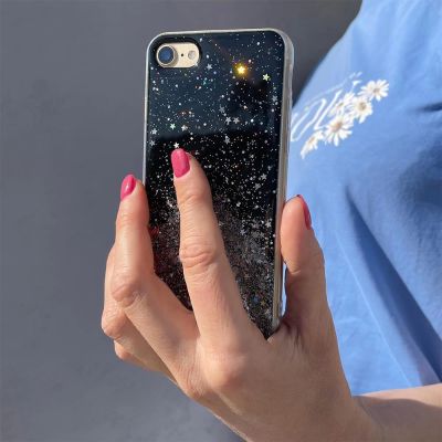5. Star Glitter Glänzend Handyhülle Schutzhülle für iPhone 13 Pro schwarz