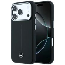 Mercedes Leder-Halbhülle mit ikonischer Linie und MagSafe-Design für iPhone 17 Pro – Schwarz