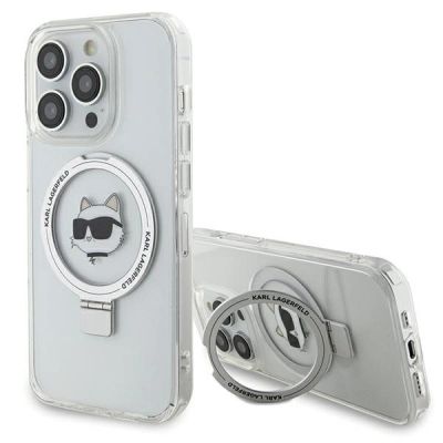 Karl Lagerfeld KLHMP15XHMRSCHH iPhone 15 Pro Max 6,7" weiß/weiß Hardcase Ring Stand Choupette Head MagSafe