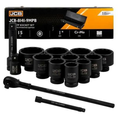 JCB Schlagschrauber-Set, 15-teilig, 1" 12-Höhe (36-80 mm)