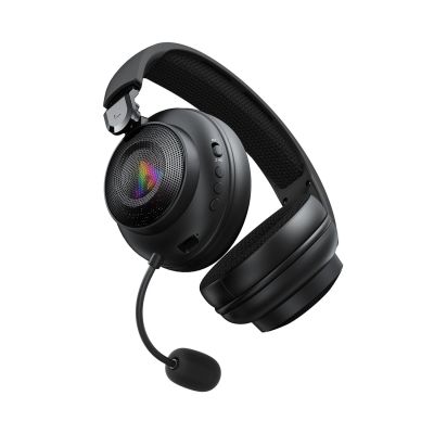 3. Acefast H15 Kabelloses Bluetooth-/2,4-GHz-/AUX-Gaming-Headset mit Mikrofon und RGB-Hintergrundbeleuchtung – Schwarz
