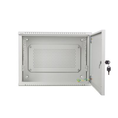 11. Lanberg Rack-Schrank, Wandmontage, 19" 4U+3U, 540x200, flaches Profil, grau (montiert)