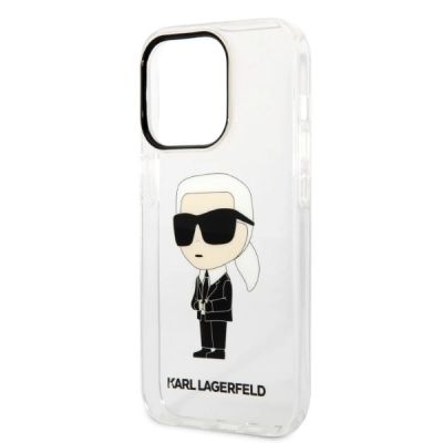 6. Karl Lagerfeld Ikonik Karl Hülle für iPhone 14 Pro – transparent