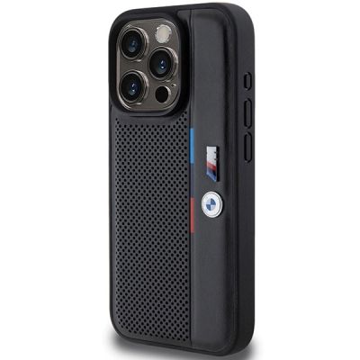 2. BMW Perforated Tricolor Line Hülle für iPhone 15 Pro – Schwarz