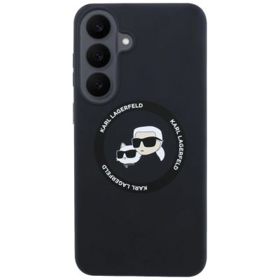 3. Karl Lagerfeld Silikonhülle mit Karl&Choupette-Motiv und MagSafe-Design für Samsung Galaxy S26 FE – Schwarz