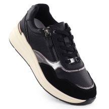 Schwarze Damen-Lederschuhe mit Metallic-Effekt, Modell Filippo DP7105/25