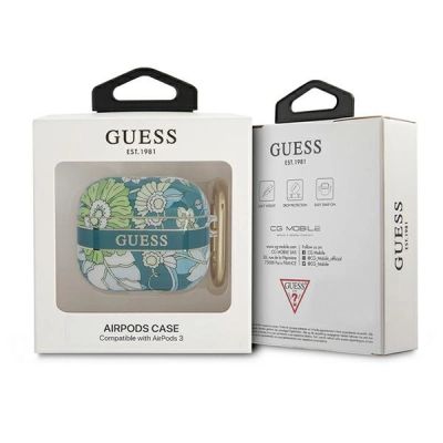 3. Guess GUA3HHFLN AirPods 3 Cover grün/grün Flower Strap Collection