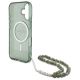 6. Guess IML Glitter MagSafe Hülle mit Perlenriemen für iPhone 16 Plus – grün