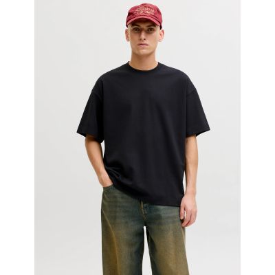 Jack&Jones Herren-T-Shirt JJEBARRON TEE SS O-NECK NOOS 12298906 SCHWARZ