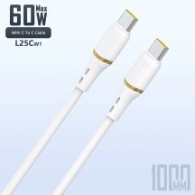 Dudao L25C USB-C - USB-C Silikonkabel 60W 1m - Weiß