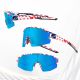 5. Rockbros Polarisierte Fahrradbrille mit UV-Schutz und Korrektureinsatz, blaue Gläser, USA-Muster, Weiß