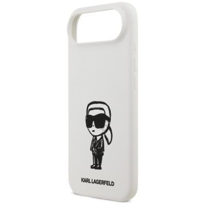 6. Karl Lagerfeld Silikonhülle mit Karl-Skizze und Logo (MagSafe) für iPhone 17 Air – Weiß