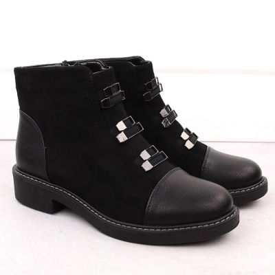 9. Damen-Wildlederimitat-Stiefeletten, gefüttert, schwarz M.Daszyński SA252-4