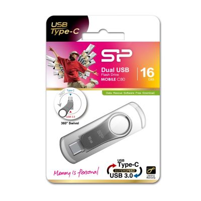 8. Pendrive Silicon Power Mobile C80 16GB USB 3.1/Type-C Silber