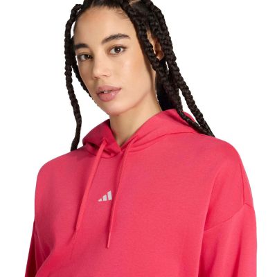 4. adidas Essentials Damen-Sweatshirt mit kleinem Logo, kuschelig weich, Pink KF8401