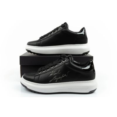 10. Karl Lagerfeld Herrenschuhe Sneaker Kapri aus naturfarbenem Leder, schwarz