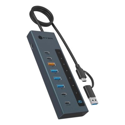 ICY BOX IB-HUB1743-CPD USB 3.2 Gen 2 (3.1 Gen 2) Typ-A + Typ-C 10000 Mbit/s Blau