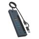 ICY BOX IB-HUB1743-CPD USB 3.2 Gen 2 (3.1 Gen 2) Typ-A + Typ-C 10000 Mbit/s Blau