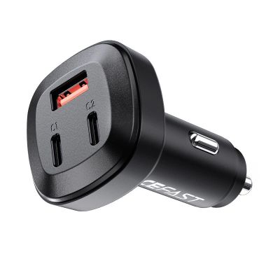3. Acefast Autoladegerät 66W 2x USB Typ C / USB, PPS, Power Delivery, Quick Charge 4.0, AFC, FCP, SCP schwarz (B3 schwarz)