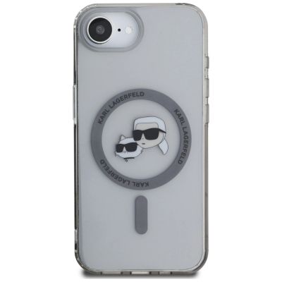 3. Karl Lagerfeld IML Metal Karl & Choupette Heads MagSafe iPhone 16e Hülle - Schwarz