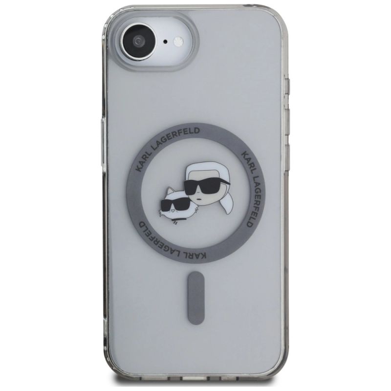 3. Karl Lagerfeld IML Metal Karl & Choupette Heads MagSafe iPhone 16e Hülle - Schwarz