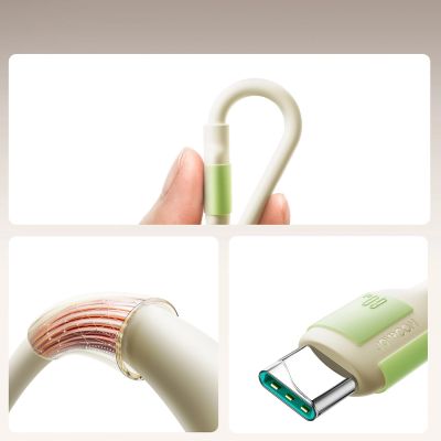 2. Joyroom S-A53 60W USB-C Kabel - USB-C mit fluoreszierender Spitze 1,2 m - beige