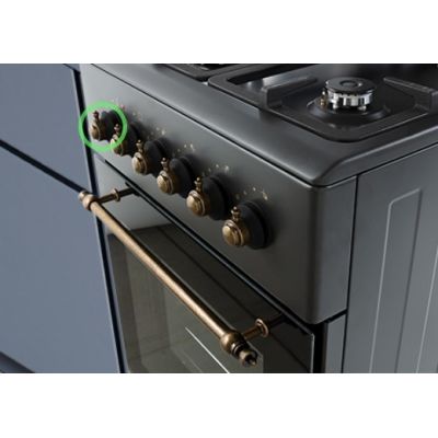 5. Gas-Elektro-Herd MPM-56-KRM-13 50 cm Schwarz Retro, Konvektion