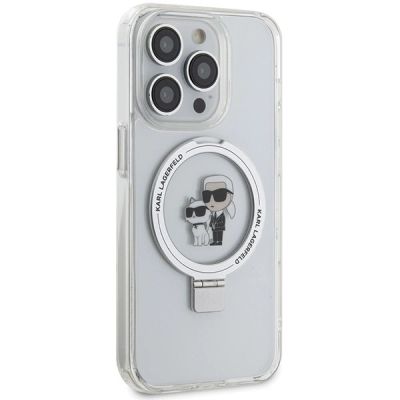 4. Karl Lagerfeld Ring Stand Karl&Choupette MagSafe Hülle für iPhone 13 Pro / 13 – weiß