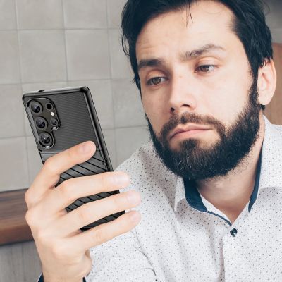 7. Thunder Case Hülle für Samsung Galaxy S25 Ultra Silikon Panzerhülle - Schwarz