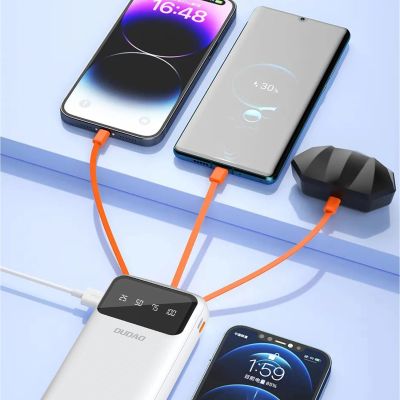 2. Dudao Powerbank mit hoher Kapazität und 4 integrierten Kabeln 20000mAh USB Typ C + Micro-USB + Lightning + USB-A (Eingang) - weiß (Dudao K6Pro+)