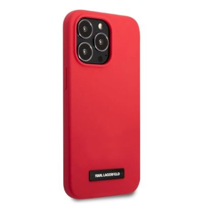 4. Karl Lagerfeld KLHCP13LSLMP1R iPhone 13 Pro / 13 6.1" Hardcase rot/rote Silikonplakette