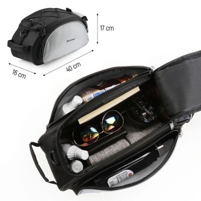 4. Wozinsky Fahrrad-Gepäcktasche mit Schultergurt, 13 l, Schwarz (WBB1BK)