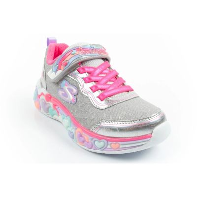 2. Skechers S Lights LED Kinderschuhe mit Klettverschluss für Mädchen, Grau