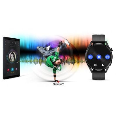 12. GIEWONT Vertex SmartCall GW450-1 Carbon/Carbon Silicone Smartwatch