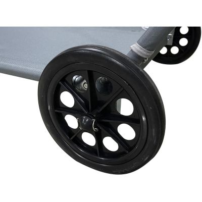 32. Faltbarer Strandstuhl mit Sonnendach auf Rollen, 116 x 62 x 62–90 cm, Grau