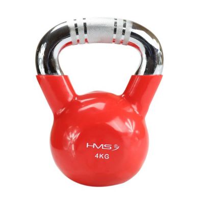 Kettlebell Gusseisengriff Chrom gerändelt HMS KTC06 ROT 