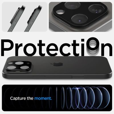 12. Spigen Optik.tR Kameraschutz für iPhone 14 Pro / Pro Max / 15 Pro / Pro Max / 16 Pro / Pro Max - Schwarz 2 Stk.