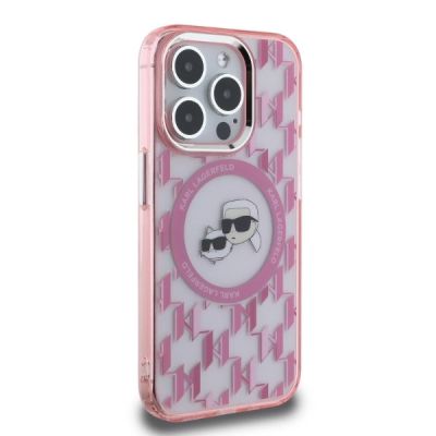 4. Karl Lagerfeld IML Monogram Karl & Choupette Head MagSafe-Hülle für iPhone 15 Pro Max – Rosa