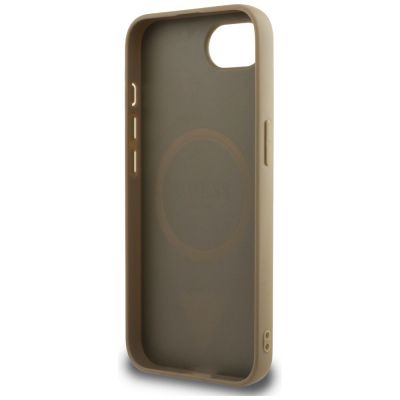 7. Guess Grained Triangle MagSafe iPhone 16e Hülle - Braun