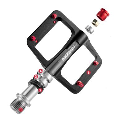 3. Rockbros BP2603 Plattform-Fahrradpedale mit Titanachse und Magnesiumlegierungslagern – Schwarz