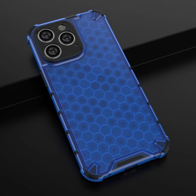 18. Wabenhülle für iPhone 14 Pro Max gepanzerte Hybridhülle blau