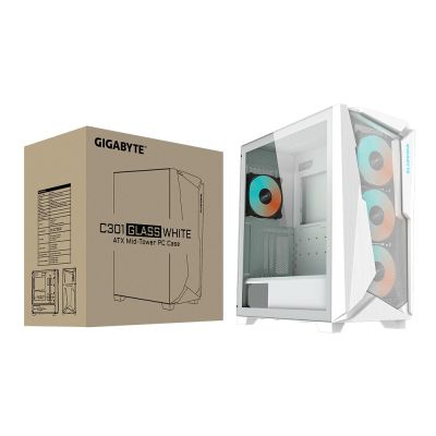 8. Gigabyte Gehäuse C301 WHITE GLASS, ATX, Midi-Tower, weiß