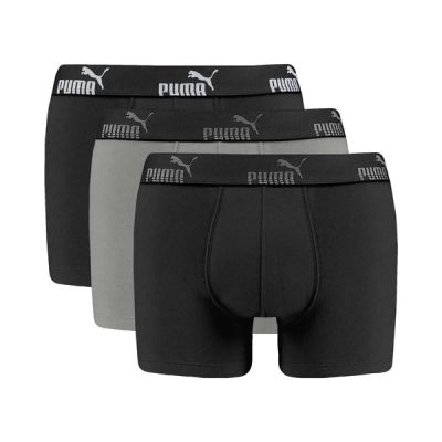 Puma Herren-Boxershorts, 3er-Pack, Schwarz/Grau, bequeme Baumwolle