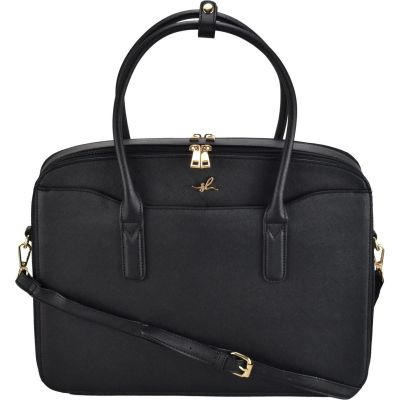 3. Damenhandtasche aus PU mit Laptopfach, Schwarz, SEMI LINE