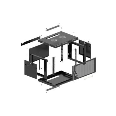 3. LANBERG Wandregalschrank 19" 4HE 600x600 SCHWARZ PERFORIERTÜREN (FLACHVERPACKT)