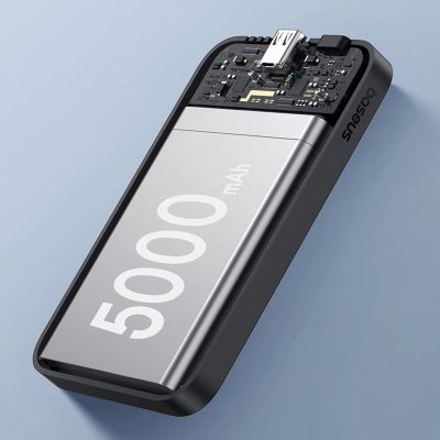 12. Baseus Mini-Powerbank 5000 mAh 20 W + USB-C-Kabel (20 V/3 A) – Schwarz