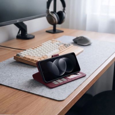 7. Tech-Protect Wallet-Hülle für Xiaomi Redmi Note 17 Pro Max 5G – bordeauxrot